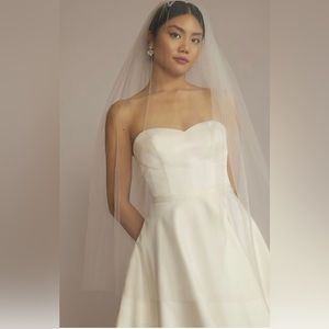TWO TIER RAW-EDGE CHAPEL-LENGTH VEIL, IVORY, CREAM